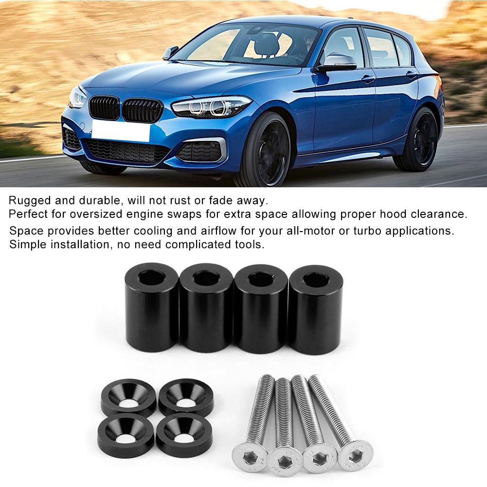 Aluminum Alloy Bonnet Raisers Hood Vent Spacers Screws Kit Modified Parts for Racing Car