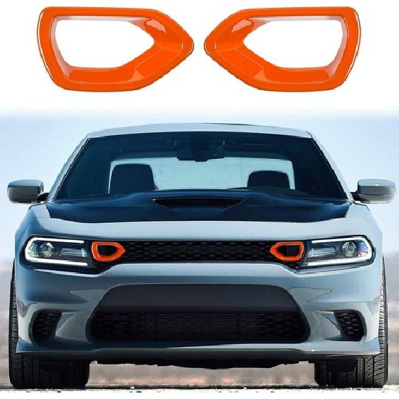 2x Front Grille erts Mesh Trim Accessories for 2015- Dodge Charger Orange