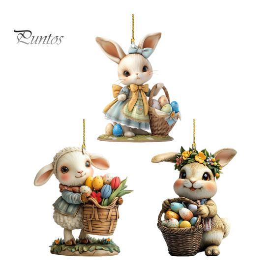 

Пасхальное украшение с шнурком, легко повесить, очаровательный внешний вид, подвеска в виде мультяшного кролика на зеркало заднего вида автомобиля D