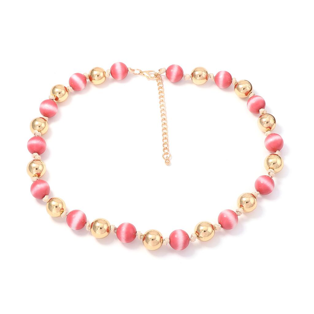 Retro Trend French Atmosphere, Smudged Round Beads, Color Matching, Beaded Necklace, Fashionable and Simple Daily Travel Women