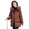 Mom Winter Down Jacket Hooded Thickened Real Fur Collar New Fashion Middle and Old Women Winter Coat