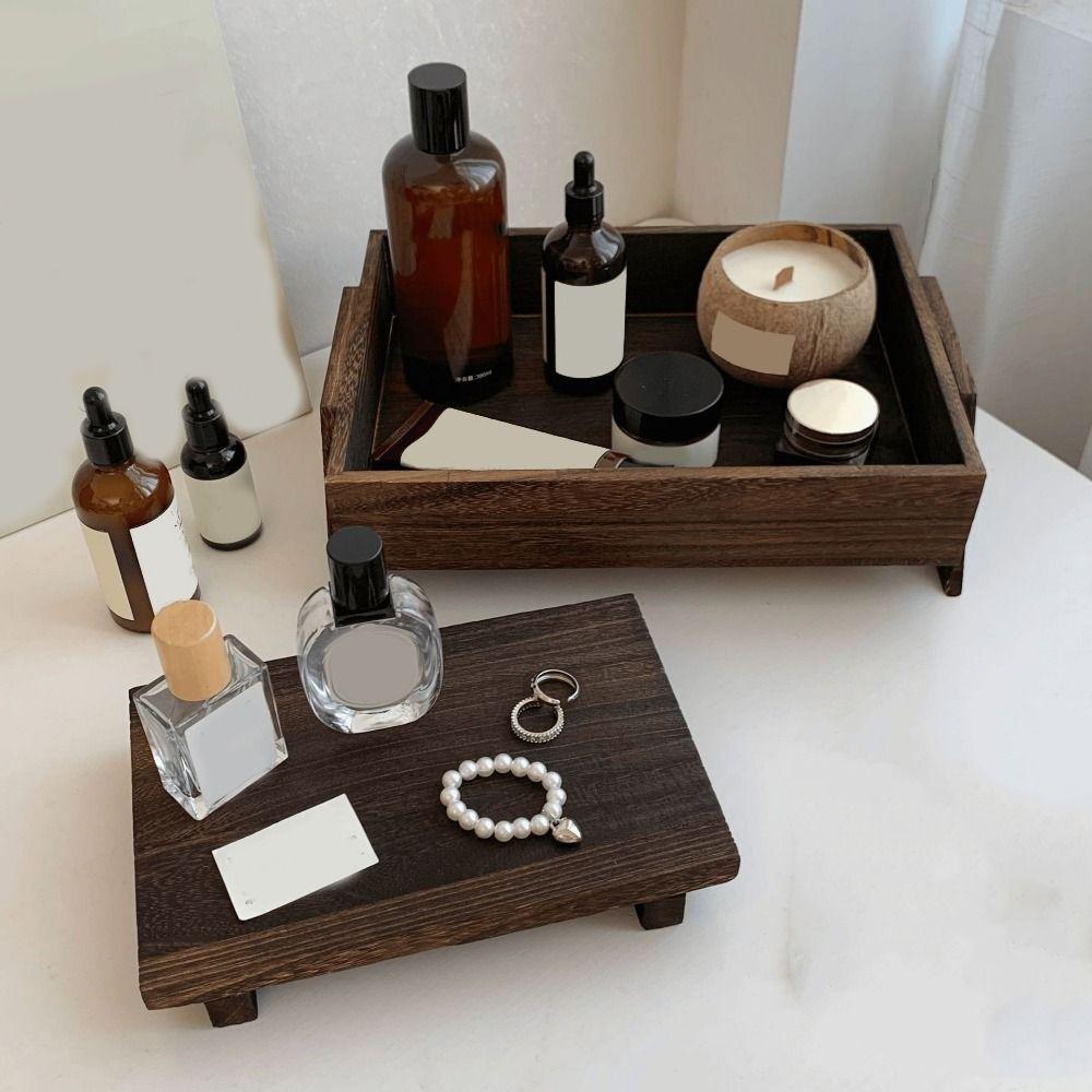 Large Capacity Jewelry Storage Tray Wooden Figurine Display Rack Retro Key Rack Entrance
