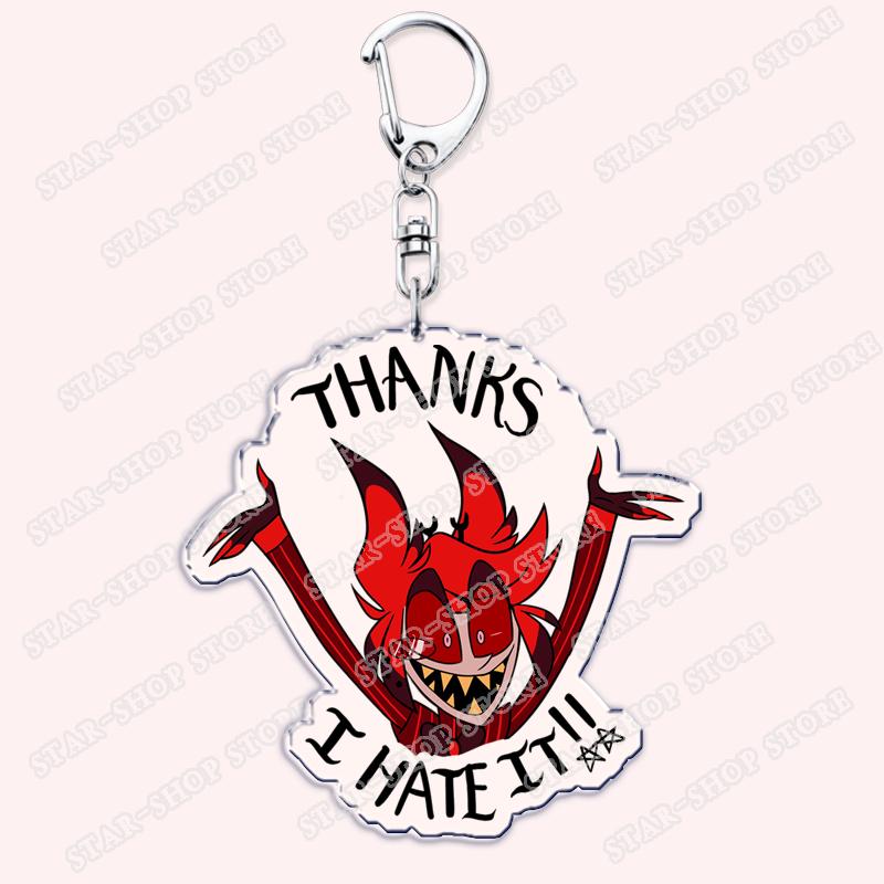 Heiß Populär Anime Cartoon Dämon Figur Schlüsselanhänger für Zubehör Tasche Angel Dust Schlüsselanhänger Ring Schlüsselring Schmuck Fans Freunde Geschenke
