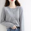 "Women's Loose Slim Knitted Cardigan Sweater - Versatile Round Neck Short Top"