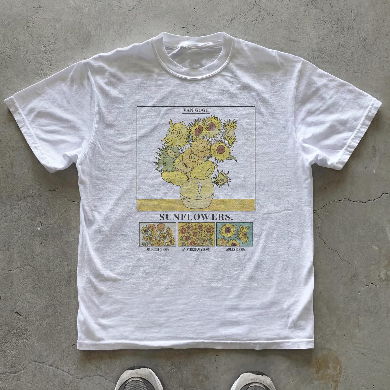 Van Gogh Sunflowers T-Shirt | Vintage Art Graphic Tee | Botanical Museum Shirt Impressionist Painting Inspired Apparel M
