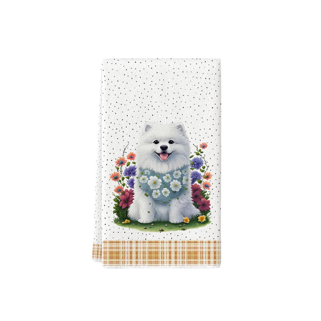 Assorted Cute Puppies Wearing Hats and Face Masks Tea Towels - Printed Kitchen Dish Towels and Rags