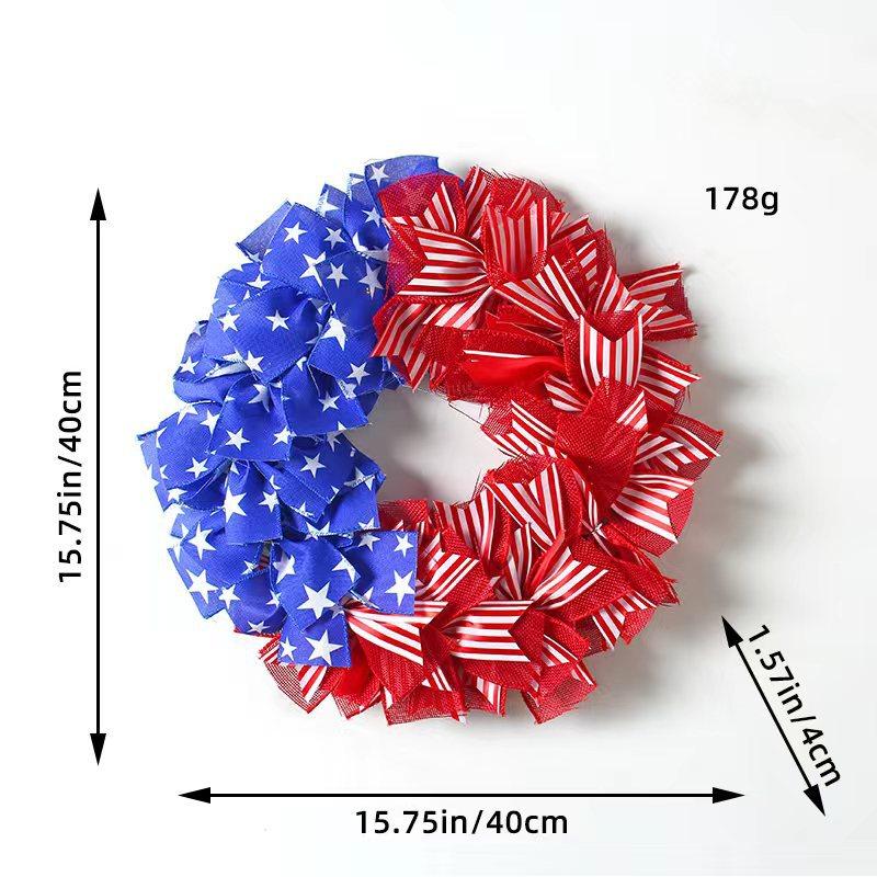 Independence Day Wreath Door Hanging, Home Fabric Decorations, Holiday Window Props