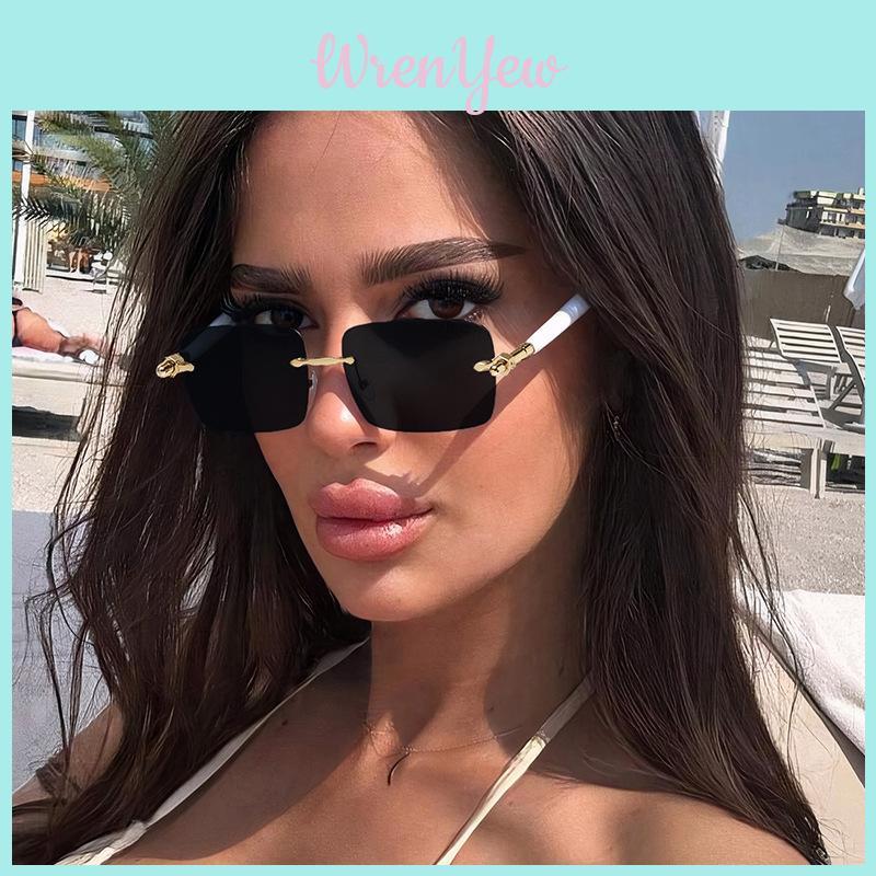 Frameless Square Sunglasses For Men And Women With Polarized Uv400 Protection For Fashion Street Wear