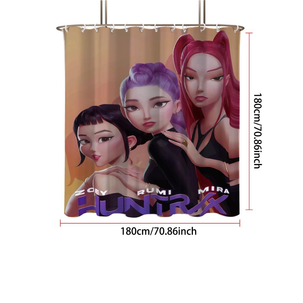 1pc Kpop Girl Group Stage Print Shower Bathe Partition Privacy Hanging Curtain with 12 Hooks Multiple Sizes Easy Installation