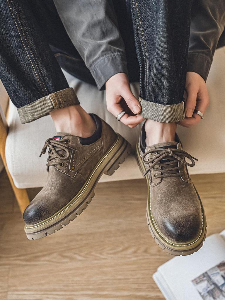 Herren Retro Britischer Stil Low-Top Mattierte Lässige Wanderschuhe - Sommer Vielseitige Dicksohlige Trendige Outdoor-Schuhe