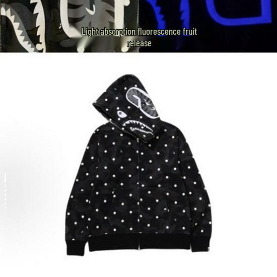 Polka Dot Black BAPE Camouflage Ape Head Sweatshirt Jacket - Trendy Autumn Collaboration Series