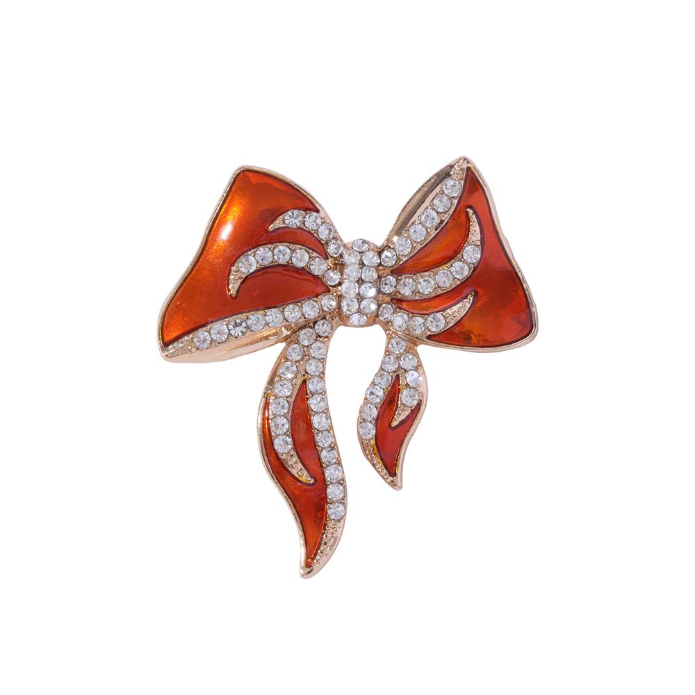 Pretty Gold Plated Big Bowknot Lapel Pins Crystal Bow Shaped Golden Brooches Women Girls Bow Tie Design Badge