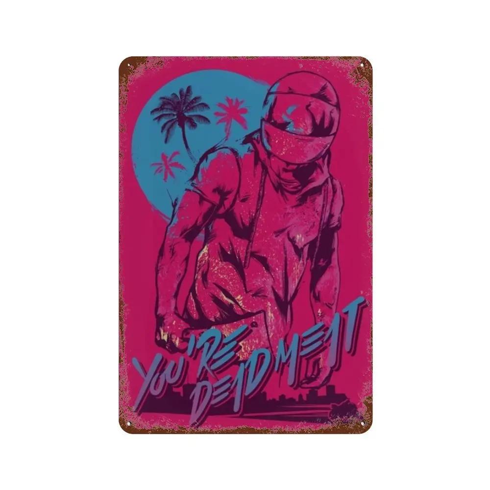 Poster Hotline Miami Hot Classic Adventure Game Posters e Placa de Metal Sinal de Lata Arte de Parede Placa Decoração Man Cave Decoração de Casa estúdio