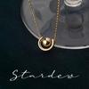 Halo~ Gold-Plated S925 Sterling Silver Pendant Necklace for Women - Light Luxury Clavicle Design, Small Gold Ball, Half-Round Style
