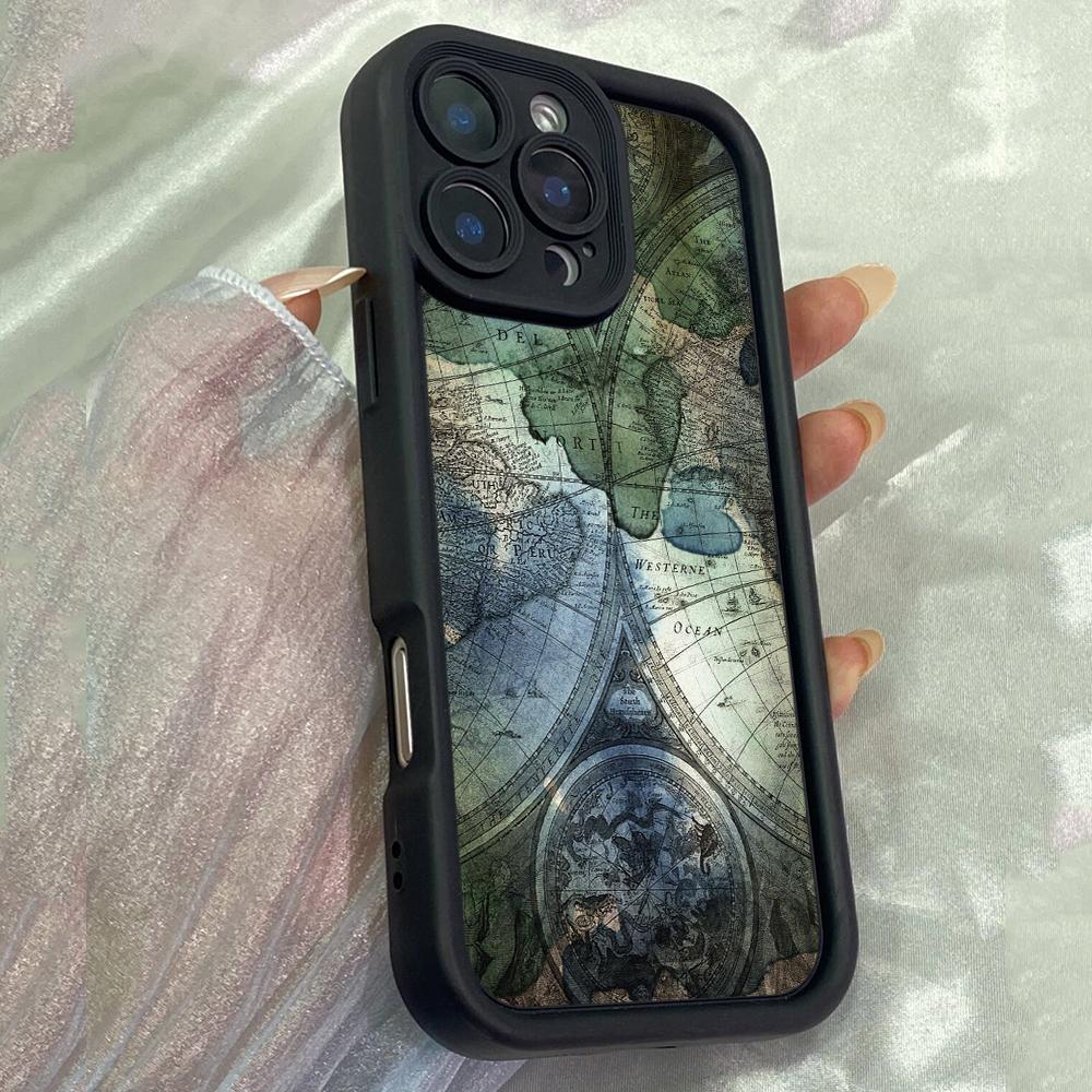 JT334 Map Vintage Premium Art for iPhone 17 16 15 14 13 Pro Max Samsung S26 S25 Ultra A17 A16 A07 A56 A15 Xiaomi 15T Redmi 15c Note 14 13 Soft Case