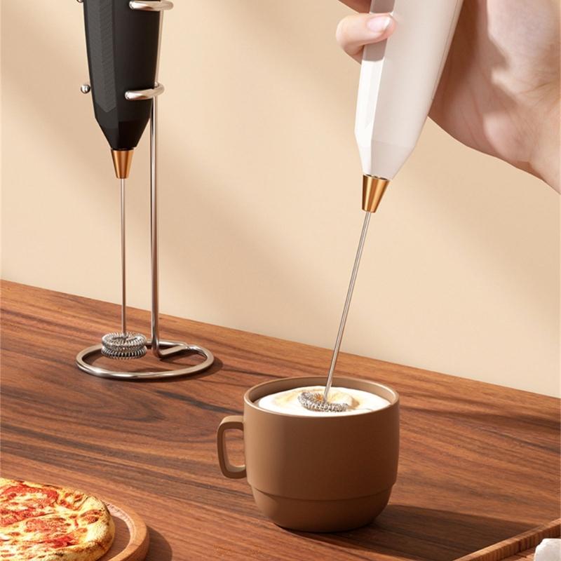 Stainless Steel Milk Frothing Wand with Detachable Whisk Heads Automatic Stirring Function Suitable for Coffee Eggs