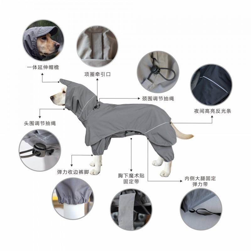 Waterproof Dog Raincoat Set Breathable Detachable 2-Piece Rainwear Small To Large Dogs Outdoor Walk In Wet Weather