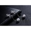 Delicate Genuine 925 Sterling SIlver Needle Sparkling Bow Pearl Earrings Clear Zircon Long Tassel Women Party Luxury Jewelry