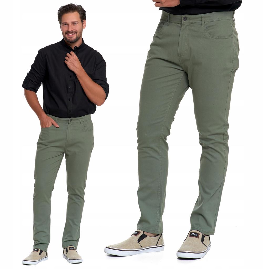 Men's Cotton Pants Classic Chino with Pockets Elegant MORAJ 31 GREEN