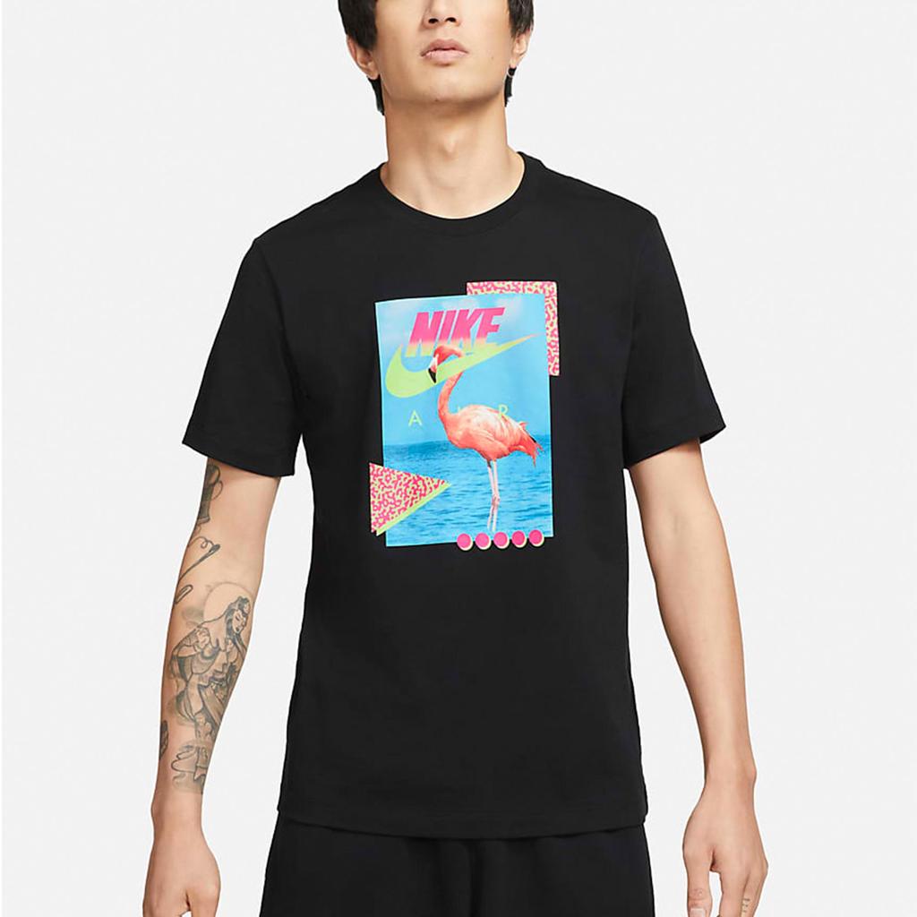 Nike AS Sportswear Beach Flamingo Regular Fit Crew Neck Short Sleeve Cotton T-Shirt Men Black DD1283-010