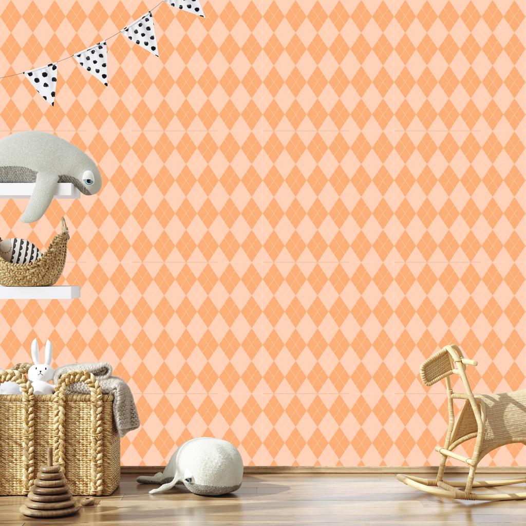 Pastel Diamonds Wallpaper Peach and Cream for Living Room and Bedroom 50x1000