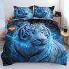 3Pcs Fashion Bedding Set Blue Tiger 3D Print Comfortable Breathable Duvet Cover King Queen Twin Single Size Boys Birthday Gift