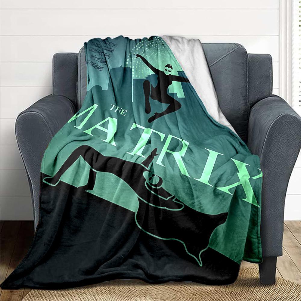 1pc The Matrix Flannel Throw Blanket - HD Printed Lightweight Soft Warm All-Season Blanket for Sofa, Bed, Travel, Camping 031