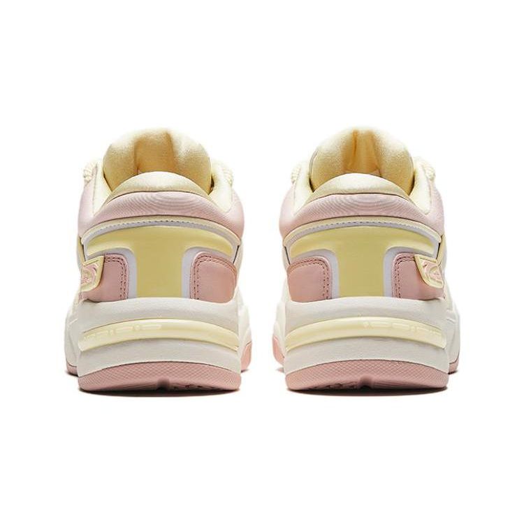 Anta Kids Round Toe Lace-Up Shock Absorbing Wear-Resistant Low-Top Skate Shoes Kids Skate Shoes White Pink Yellow 322418005-4