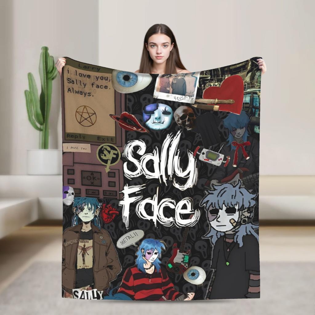 Sally Face Sal Fisher SF Plush Blankets Game Gothic Creative Throw Blankets for Home 150*125cm Ultra-Soft