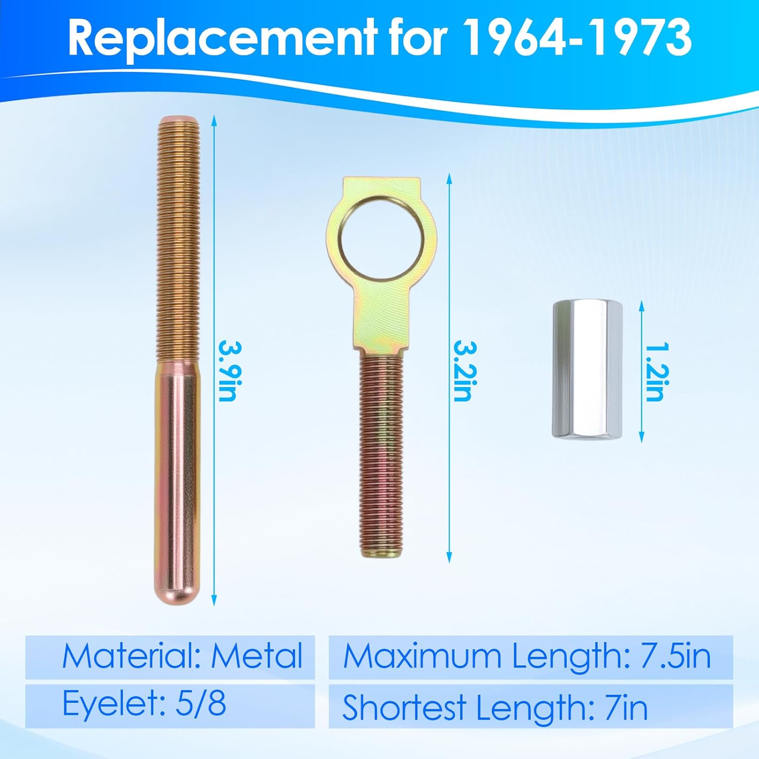 Universal Manual Master Cylinder Push Rod Kit for 1964-1973 &, Adjustable Brake Pedal Pushrod Kit, 5/8 Eyelet, Cut to 5 1/8 , 7.5 Max Length, Metal