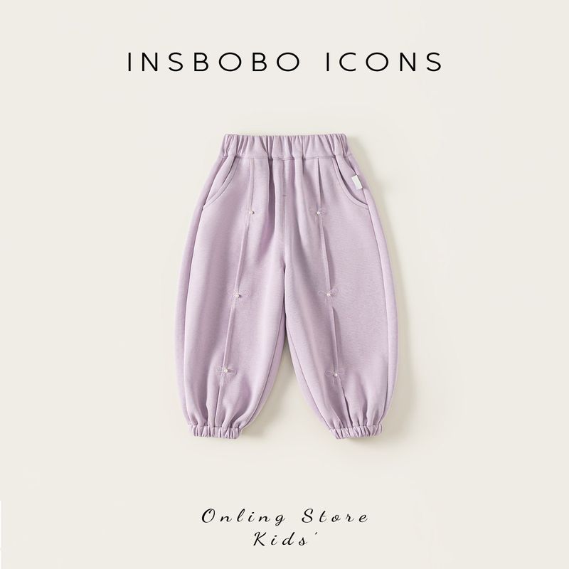 Insbobo Girl Pants 2025 Autumn New Arrival Kids Casual Pants Super Nice Babies  Trousers Spring and Autumn Children s Clothing Purple 100 cm