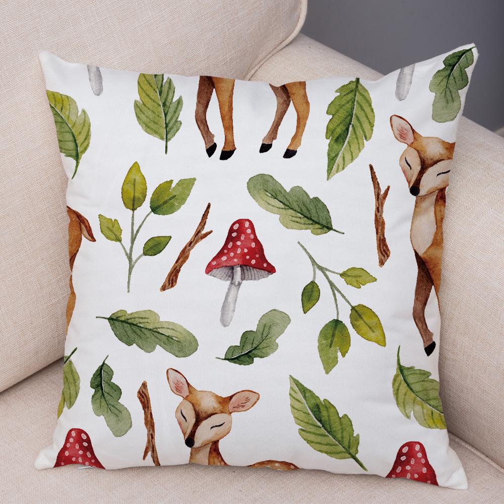 Cute Animal Pattern Cushion Cover Cartoon Friends Monkey Penguin Zebra Donkey Design Soft Square Pillow Home Decor Gift xcm