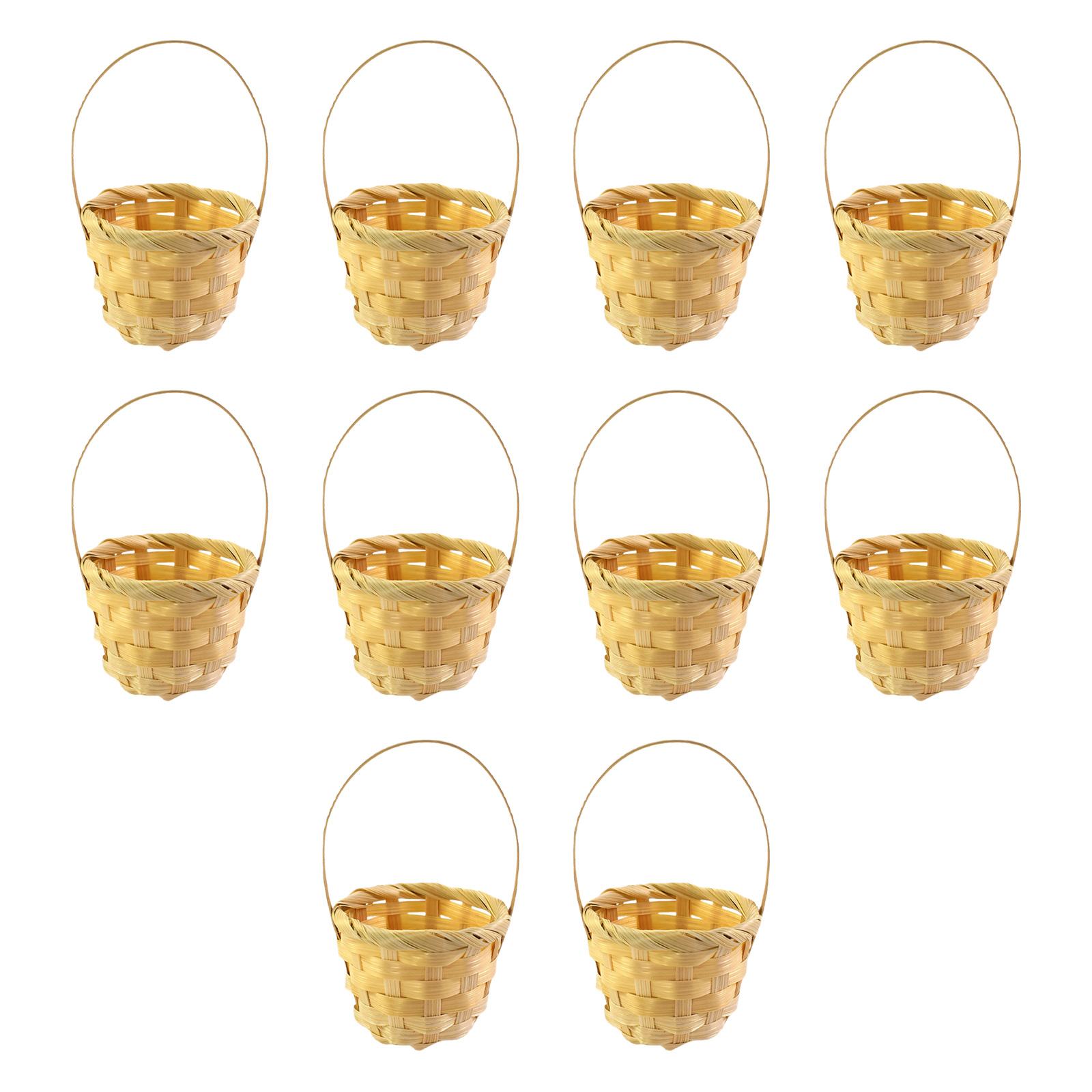 Set Of 10 Mini Woven Bamboos Baskets Decorative Storage Tray Ventilated Storage Basket For Spices And Jewelry Storage