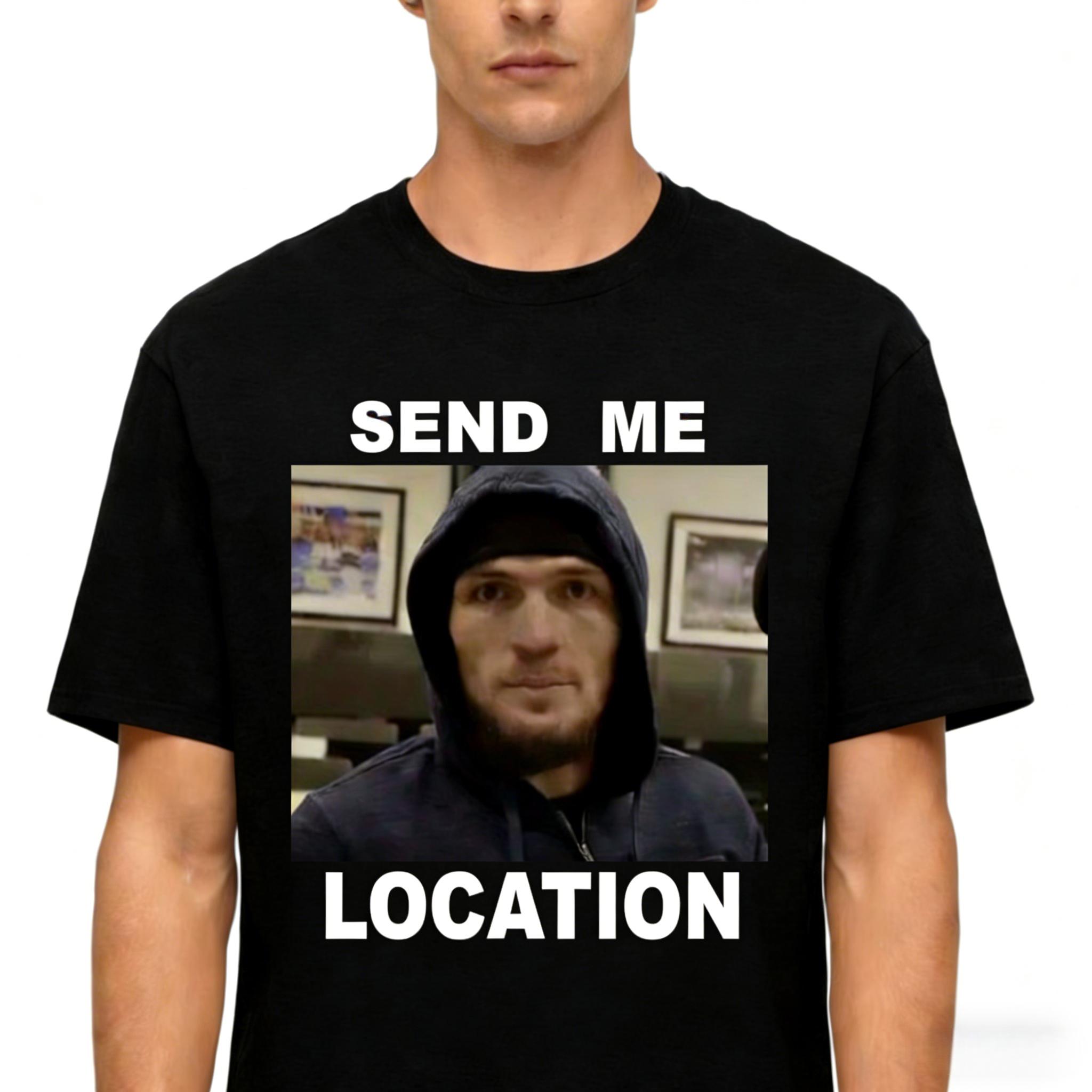 2026 New Mens Send Me Location Pattern Tshirt Hip Hop Retro Cotton Round Neck Short Sleeve Hip Hop Street Mens Clothing 4XL