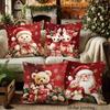 Among the Snowflakes On a Red Background, Cute Christmas Image Pillowcase, New Year Home Decoration 2d Flat Printing