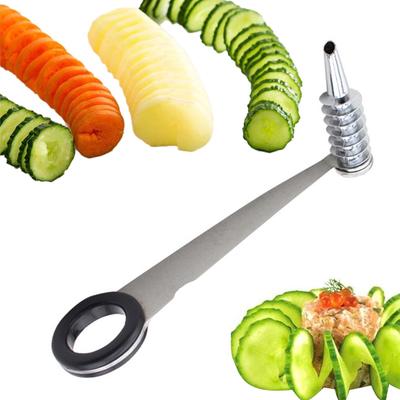 Spiraalsnijder Mes Komkommer Wortel Aardappel Groente Spiraalmes Keukengereedschap roestvrij staal kruller Handheld keukenaccessoire
