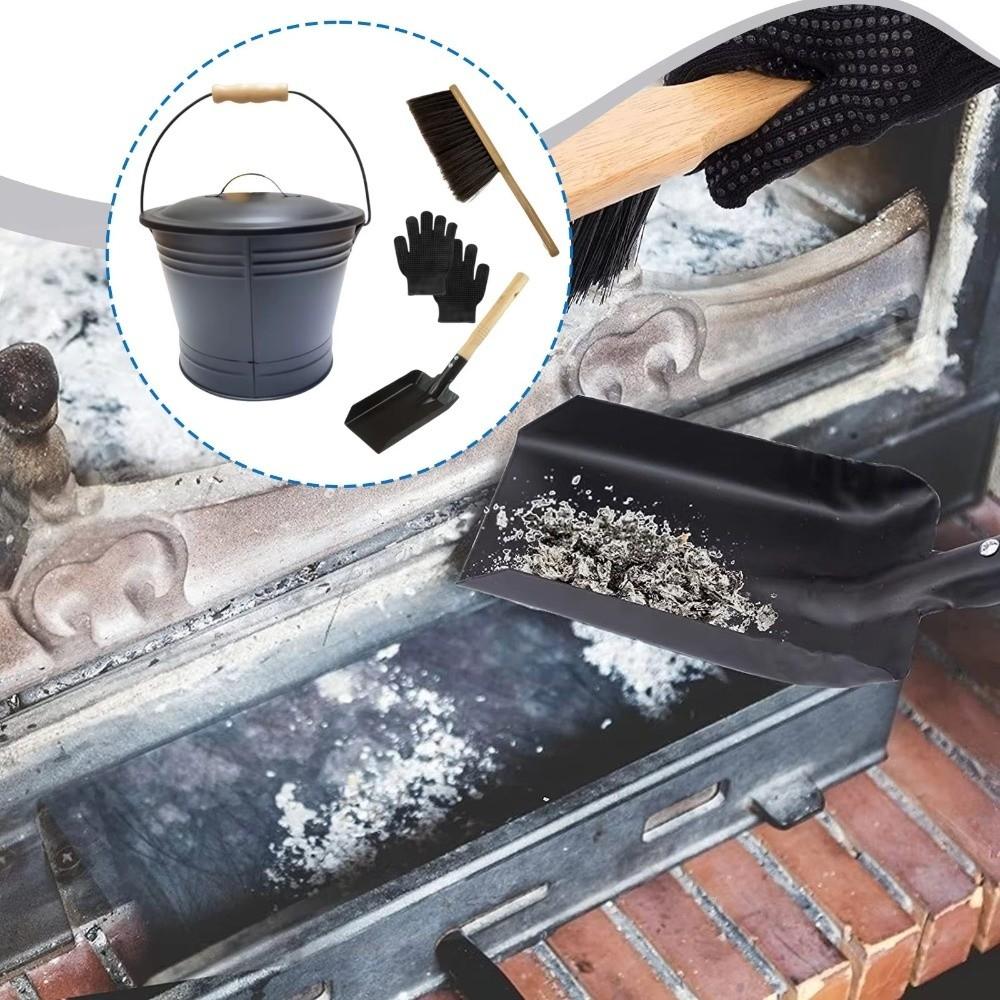 Ash Removal Fireplace Ash Bucket Large Capacity Heavy Duty Ash Removal Container with Lid Rust Resistant