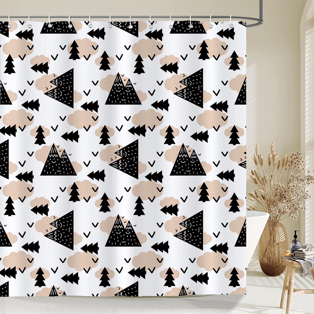 

Простая шторка для душа с листьями Водонепроницаемая растительная цветочная шторка для душа Листья с принтом Полиэстер Занавески для ванной комнаты с крючками W90xH180cm-35x70in