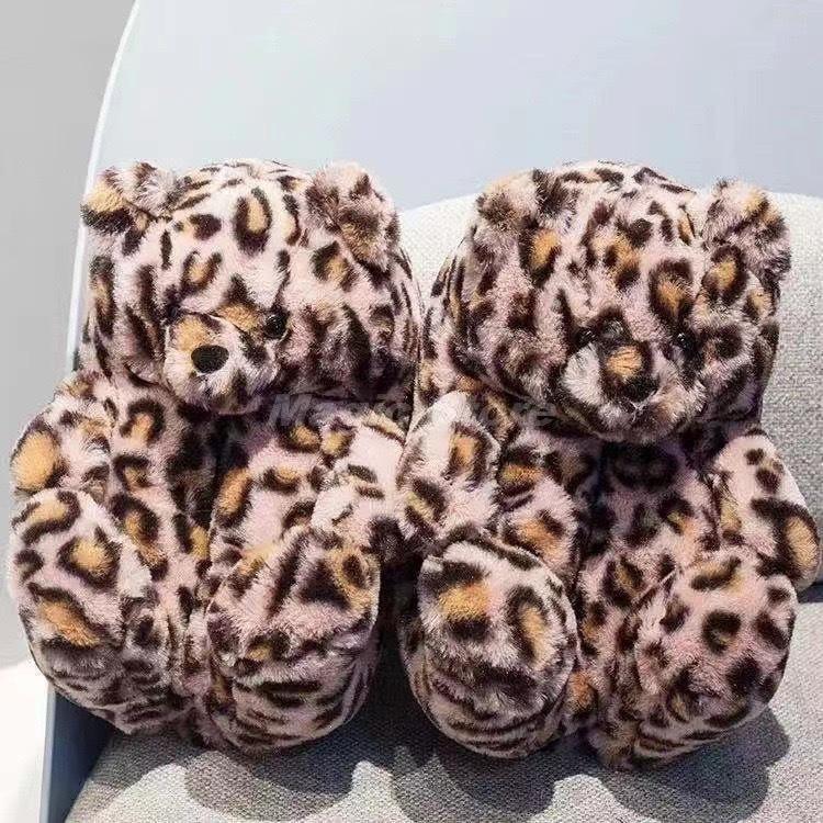 Winter Plush Teddy Bear Slippers - Cute Indoor Cartoon Design