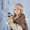 3-teiliges Set mit Mützen, Handschuhen und Schal für Kinder, trendige gestreifte Strickmütze für Jungen und Mädchen, Baby, Winter, plus Samt-Ohrschutzkappen für Kinder, warme Artikel