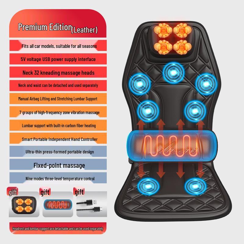 Enlong Multifunctional Heated Vibration Neck & Back Massager Cushion for Car and Home Use