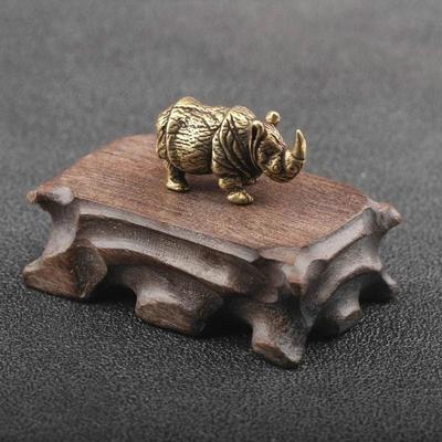 Heimdekoration Kreative Form Handwerk Retro Reines Kupfer Massives Messing Niedliches Nashorn Teehaustier Teezubehör Spielzeugzubehör Geschenke