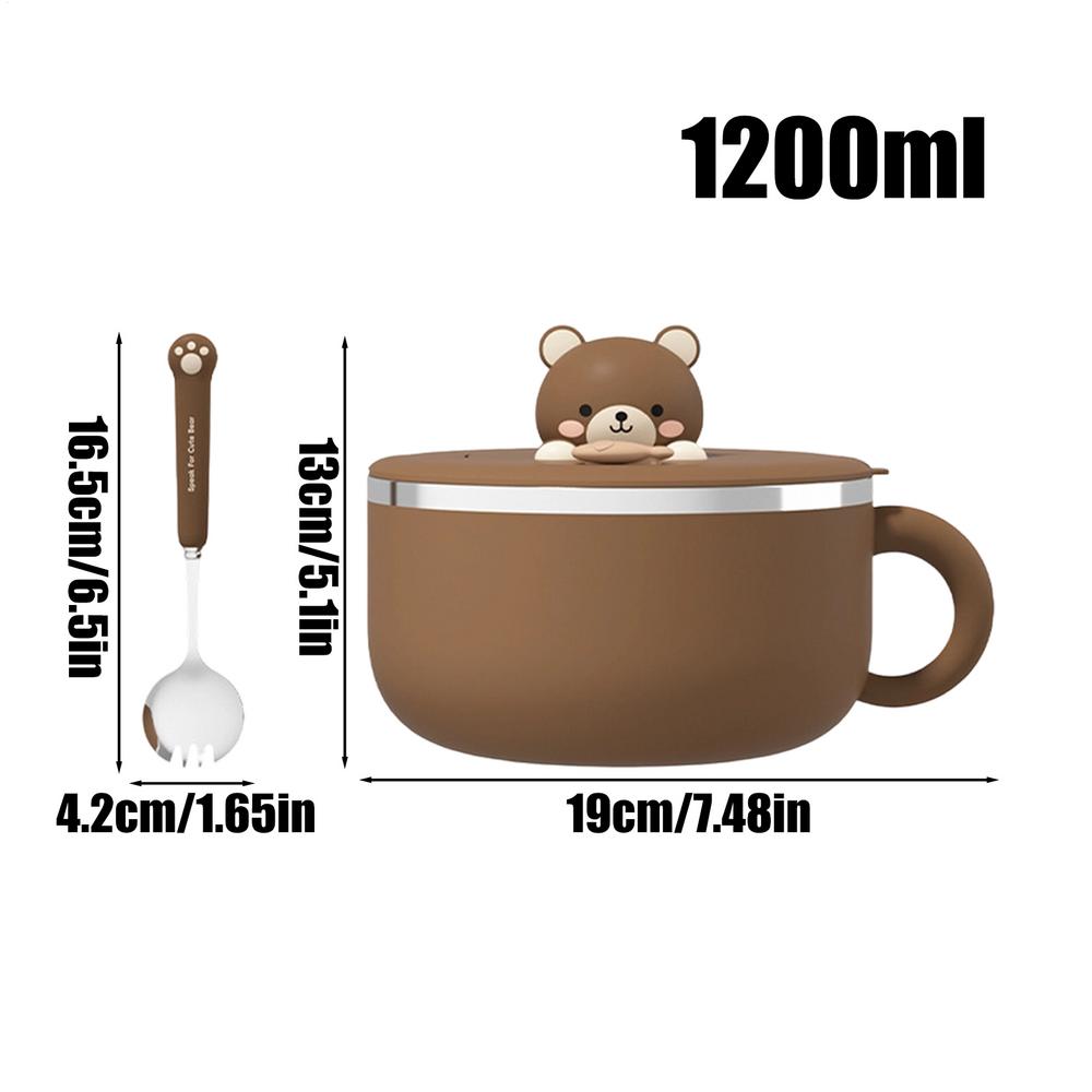 

Noodle Bowl With Lid 1200ml Stainless Steel Heat Insulation Instant Noodle Bowl With Lid For Kitchen College Dorm Apartment
