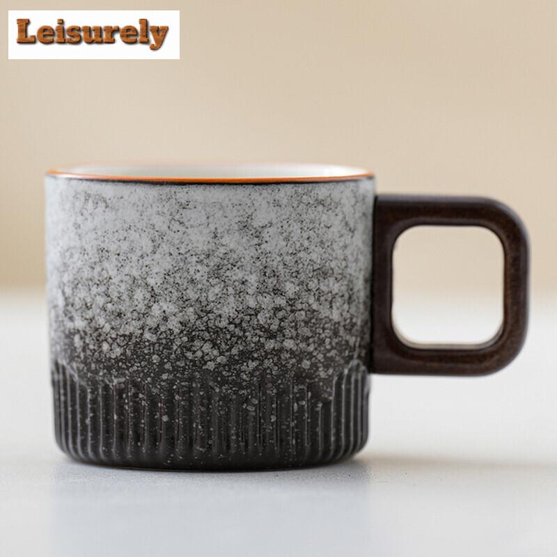 50ML Japanese Style Tea Cup Kiln Transformation Ceramic Coffee Mug Espresso Cup Gongfu Retro Crude Pottery Handle Wine Drinkware