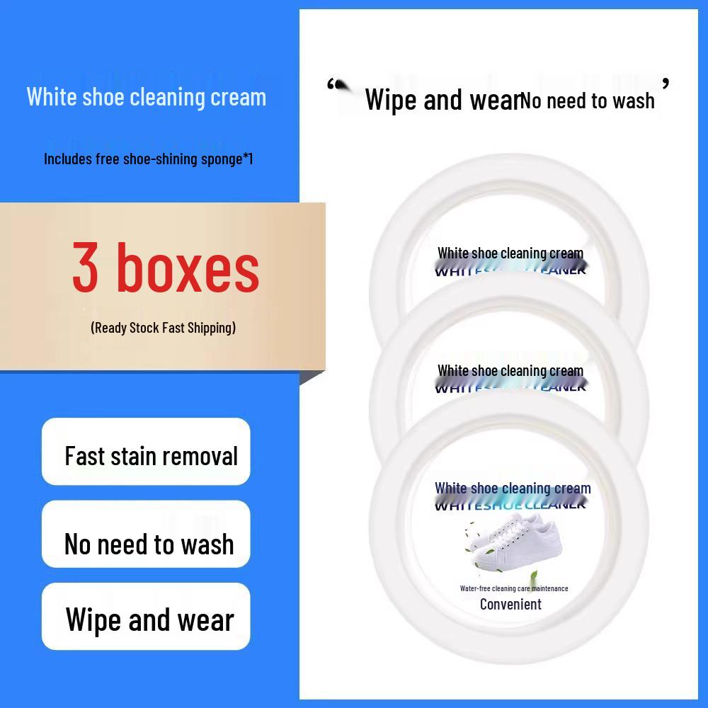 White Shoe Cleaner Kit: No-Wash Whitening Wipes, Shoe Brush, and Cleaning Cream