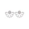 New Creative Hollow Lotus-shaped Flower Full Crystal Double Side Back Post Hanging Stud Earrings for Women Jewelry