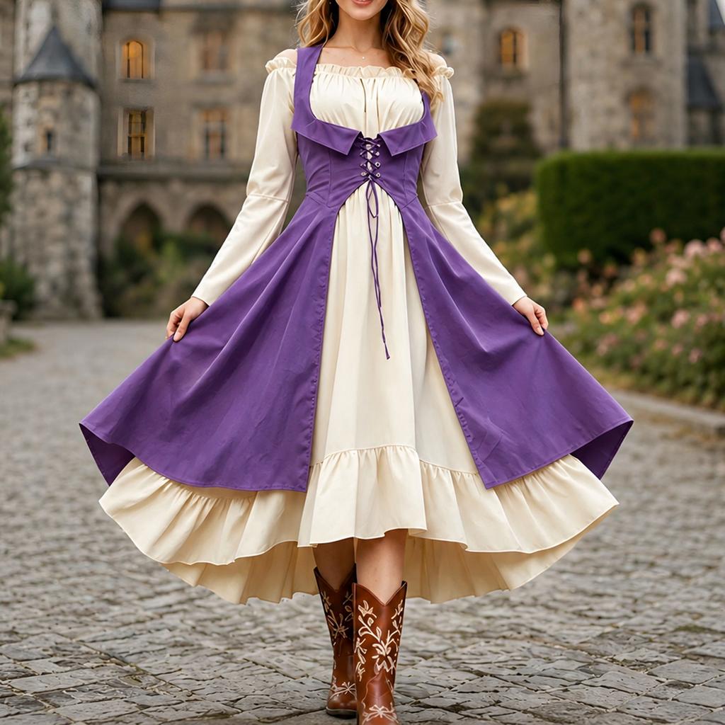 Women's Gothic Vintage Two Piece Dress