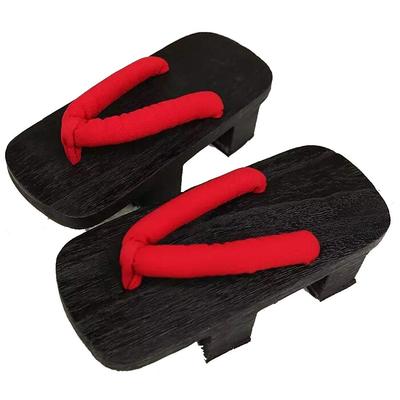 [narunaru] Women's Two-Toothed Paulownia Wood Geta Sandals, Black, for Cosplay, Costumes, Yukata, Festivals, Fireworks (24cm (22.5~24cm))