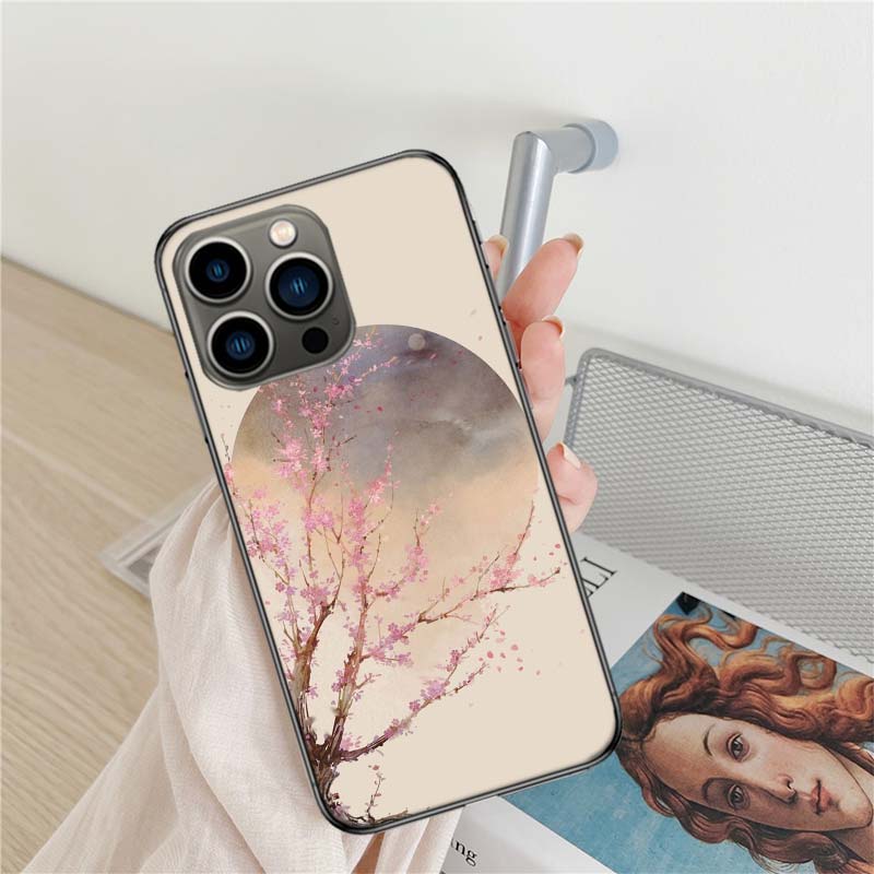 Cherry Blossom Tree Phone Case For Iphone 17 Air 16 15 Pro Max 14 Plus 16E Coque 13 Pro 12 Mini 11 Clear Cover Silicone Cute She