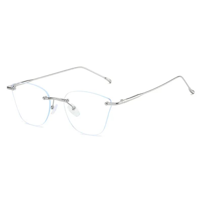 New Fashionable Frameless Cutting Edge Luxury Women's Myopia Glasses Ultra Light Neutral HD Simple Anti Blue Light Glasses
